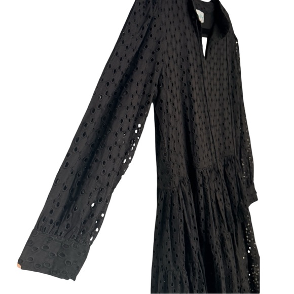 Charlotte Kellogg Black Cotton Eyelet Lined Dress – Size Small - Picture 4 of 6